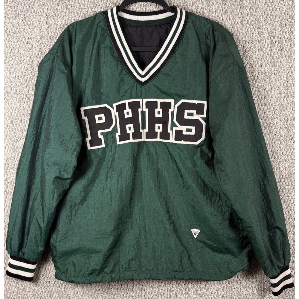 Vintage 80s Pendleton Heights PHHS Varsity Pullover M Green Nylon Indiana USA